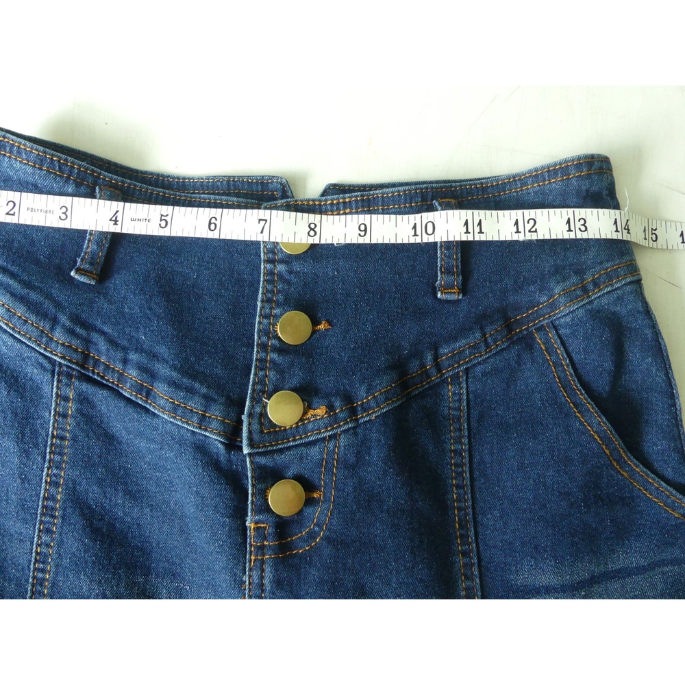 High Waisted Button Fly Denim Maxi Skirt Dark Wash Flare Medium Tulip Modest - Picture 5 of 6